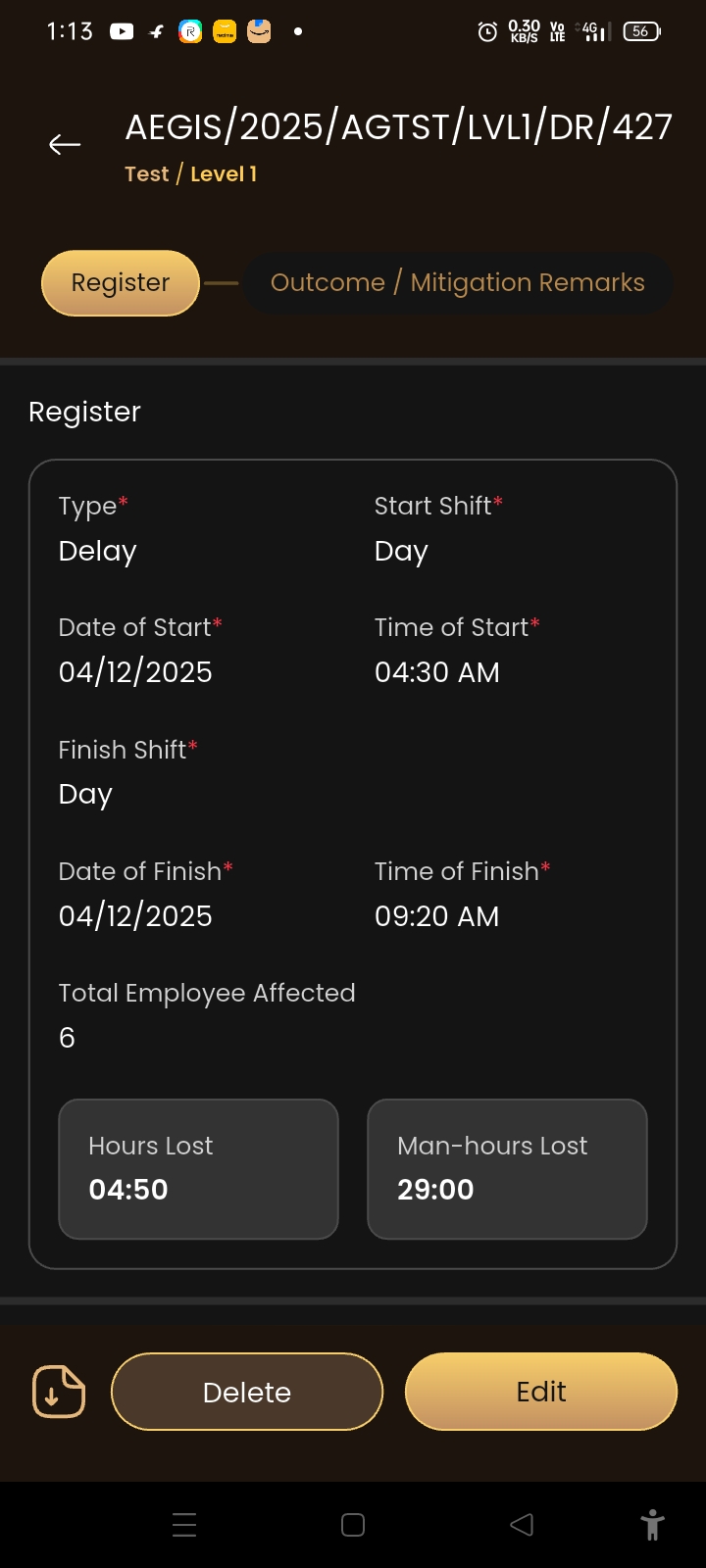 Delay, Disruption and Event Recording Frameworks screen